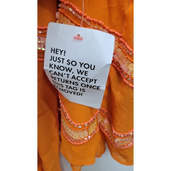 ASOS DESIGN Rouleaux Loop Tie Waist Mini Dress with Swirl Embellishment Size 0 - Picture 5 of 12